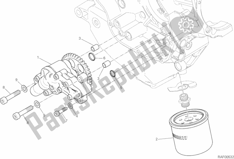 All parts for the Oil Pump - Filter of the Ducati Diavel Xdiavel Thailand 1260 2016